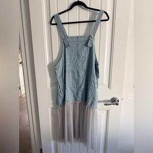 Maternity Blue Denim and Sheer Dress